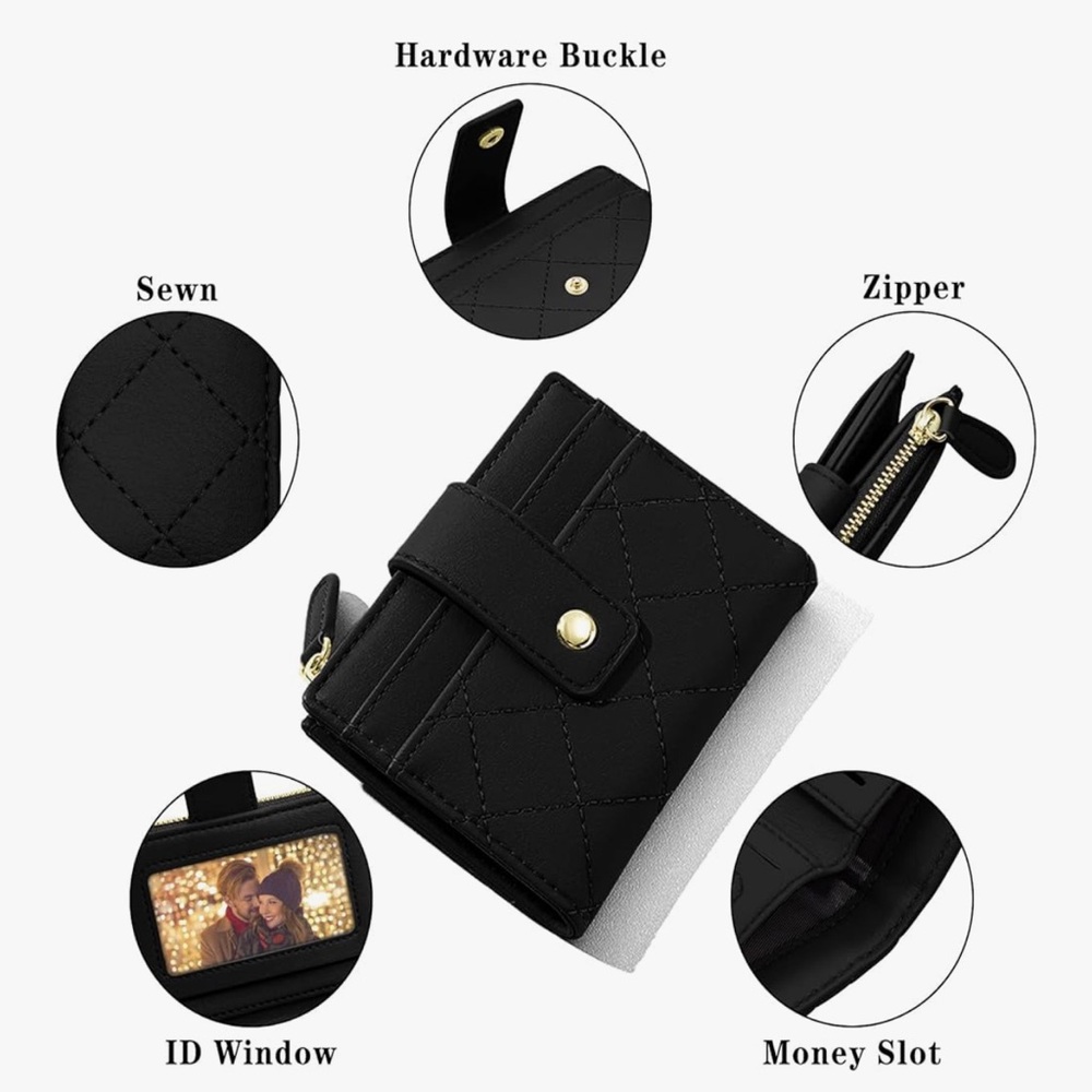 🆕 Women Wallet, Small Slim PU Leather Bifold Wallet with Zipper Coin Pocket - Picture 5 of 7